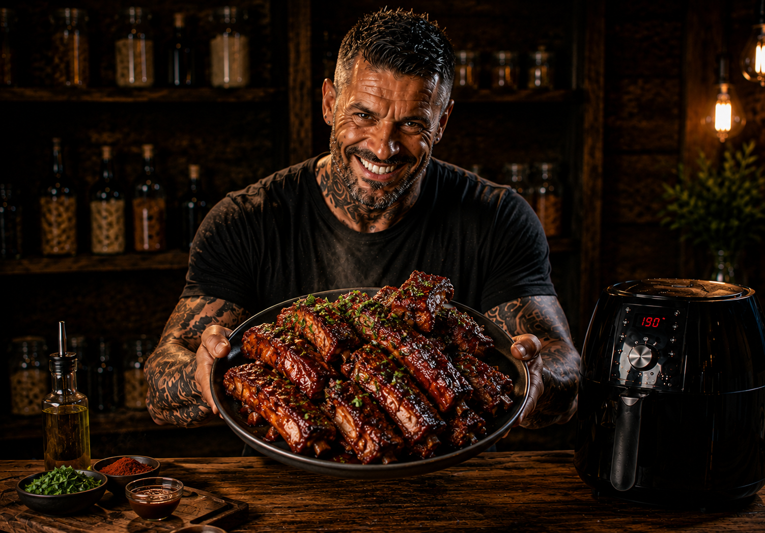 Air-Fryer Sticky BBQ Pork Riblet Trays