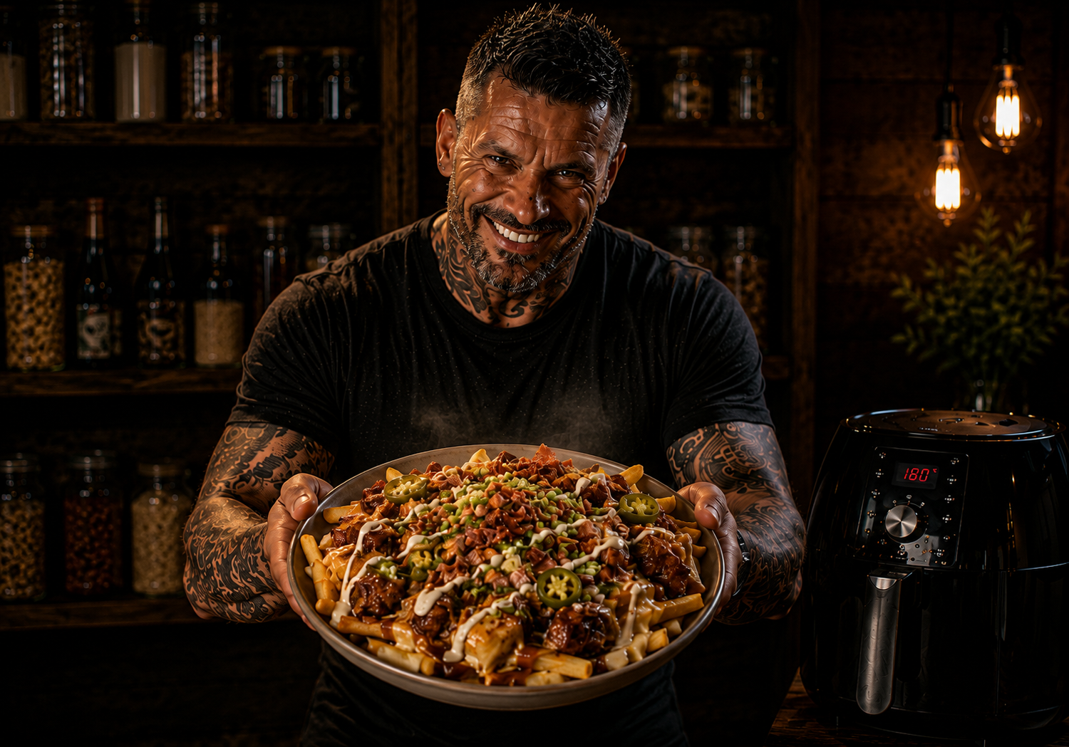 Air Fryer Sticky Bourbon Pork Belly Fries