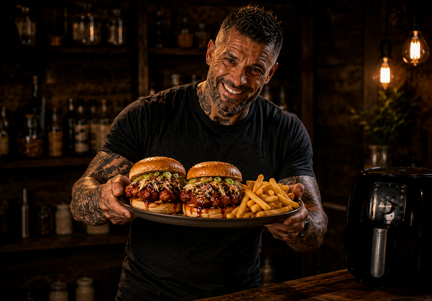 Air-Fryer Korean Sticky Chicken Burger Boxes
