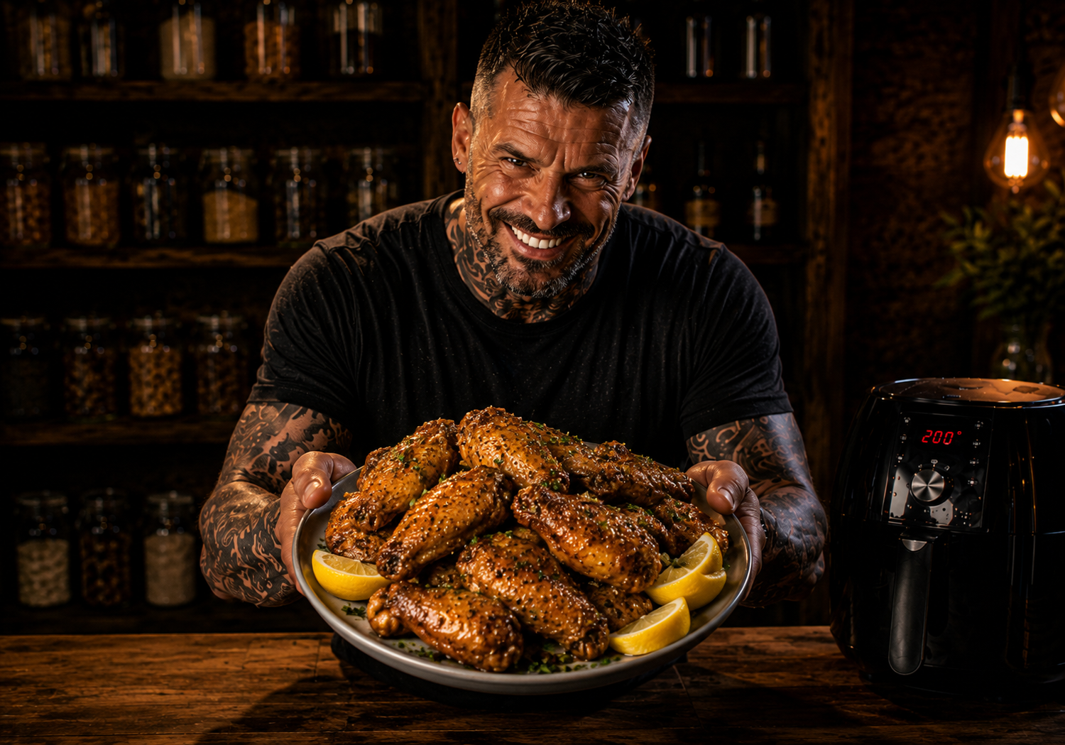 Air-Fryer Sticky Lemon Pepper Chicken Wings