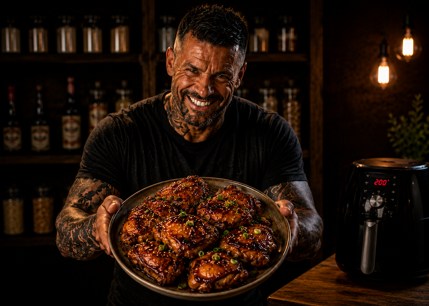 Air-Fryer Sticky Sesame Chicken Thighs