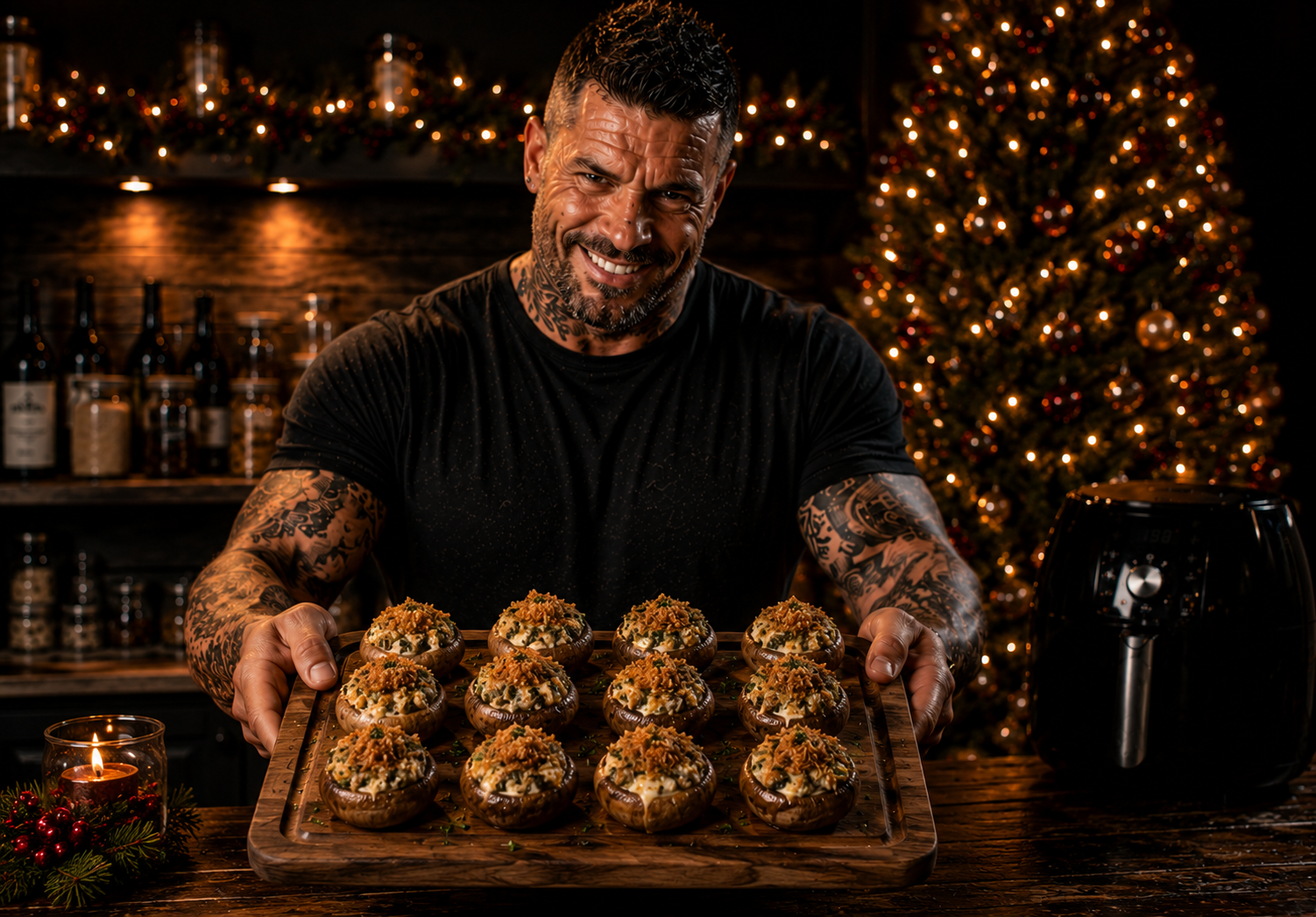 Air-Fryer Stilton Stuffed Mushrooms