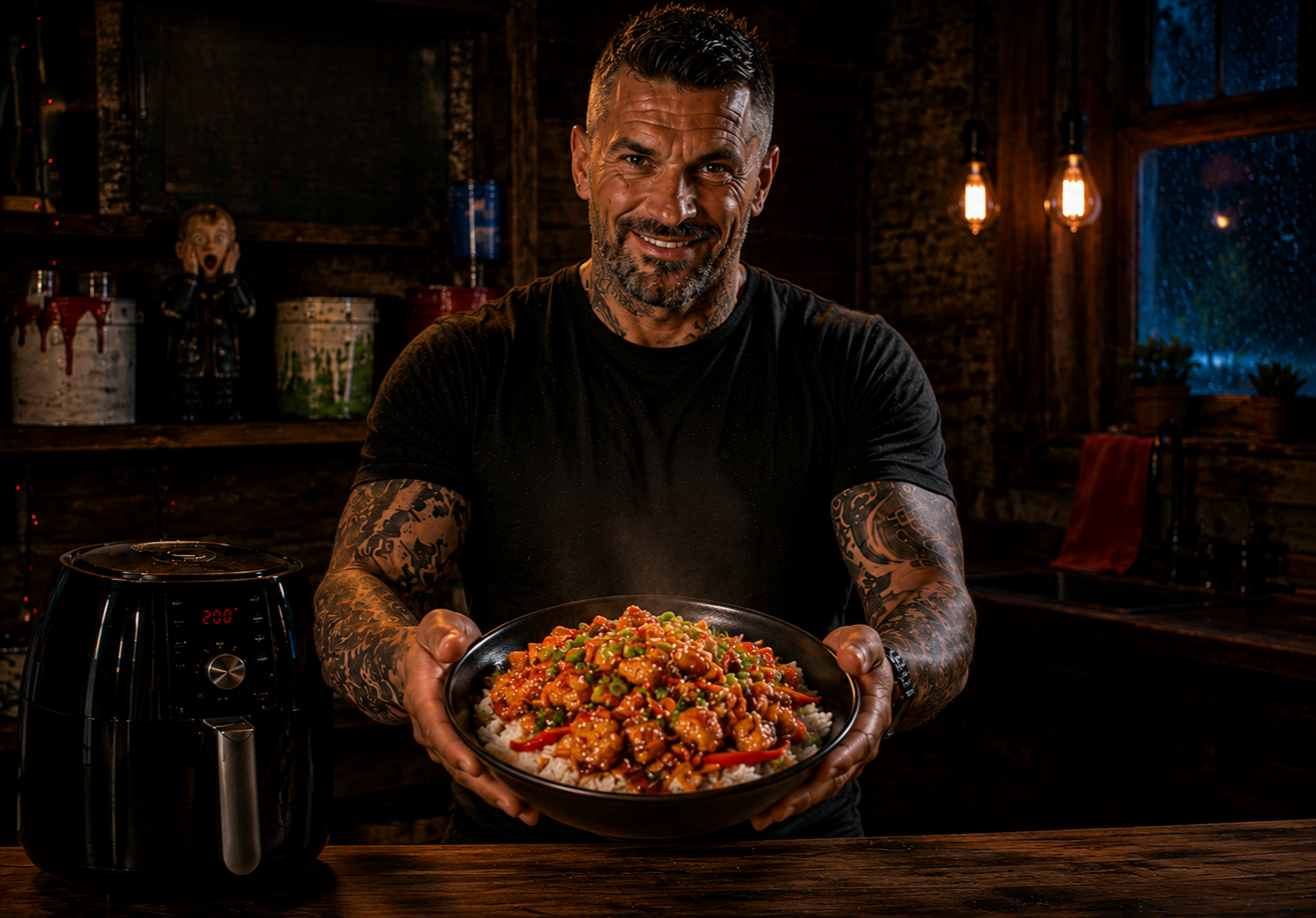 Air-Fryer Sweet Chilli Chicken Rice Bowl