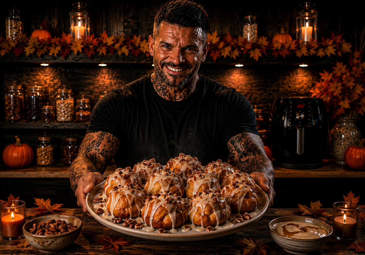 AIR-FRYER SWEET POTATO CINNAMON ROLL BOMBS