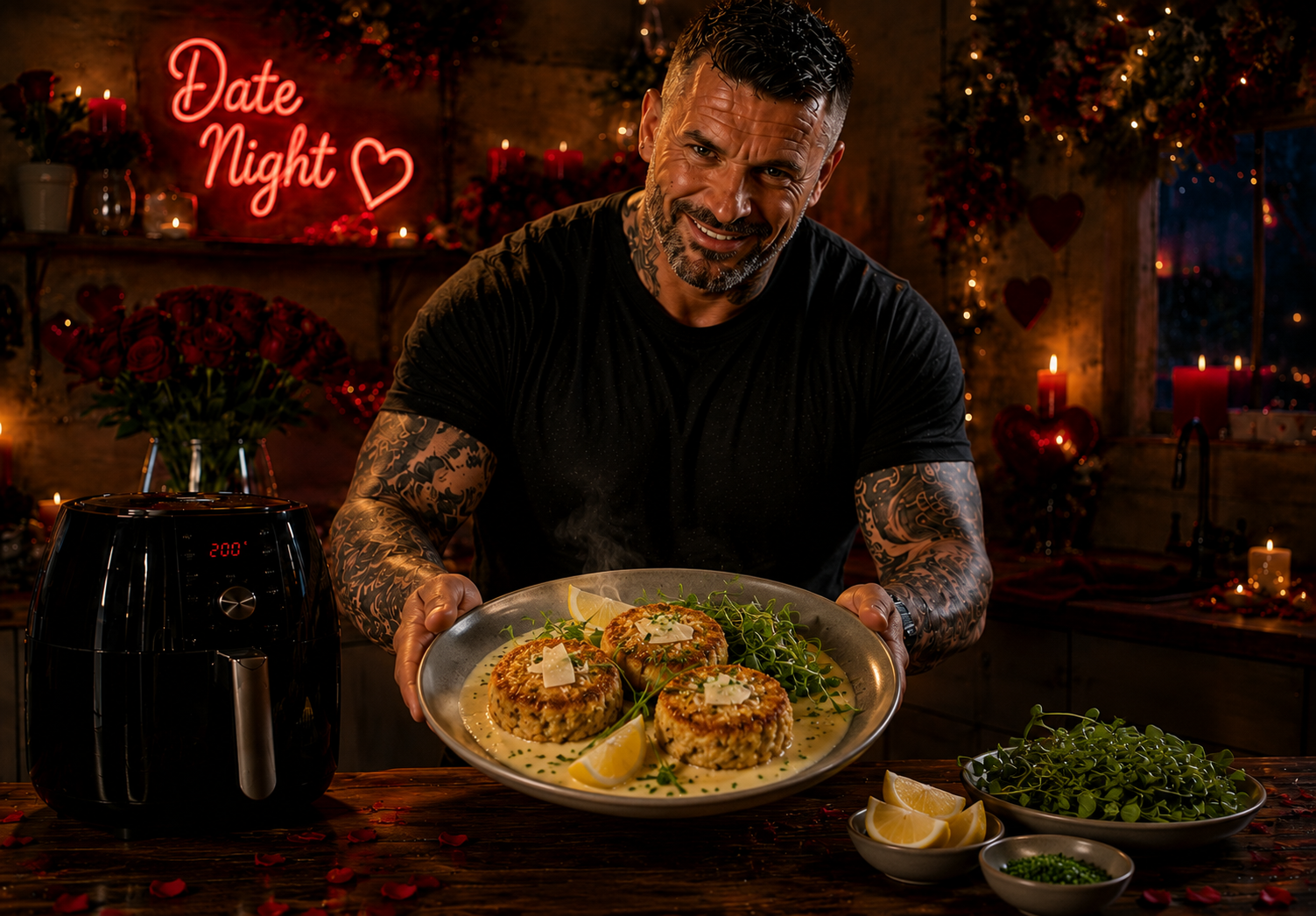 Air-Fryer Scallop, King Prawn & Saffron Risotto Cakes