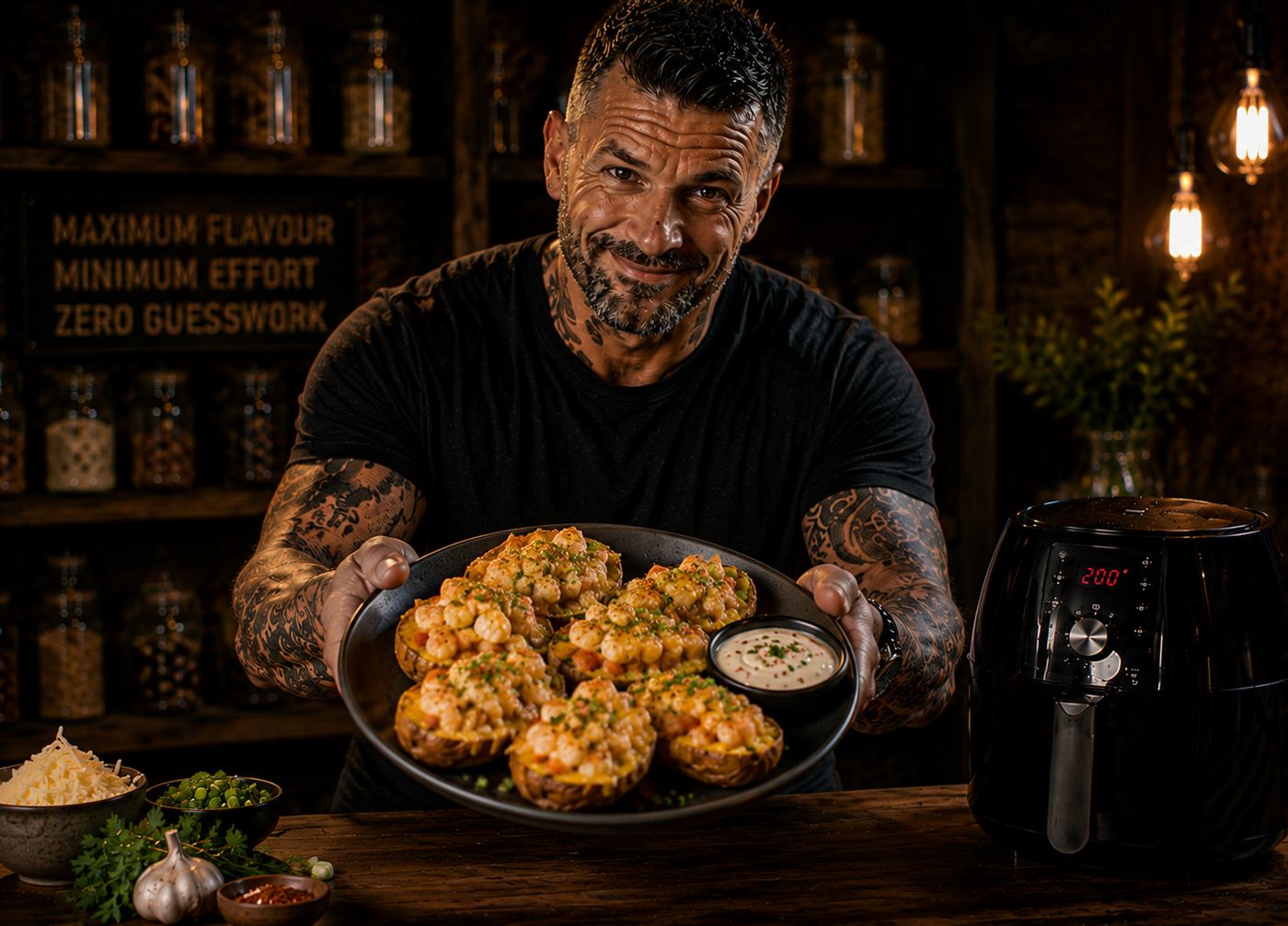 Air-Fryer Seafood Loaded Potato Skins