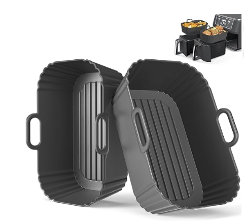 Reusable silicone air fryer liners with handles