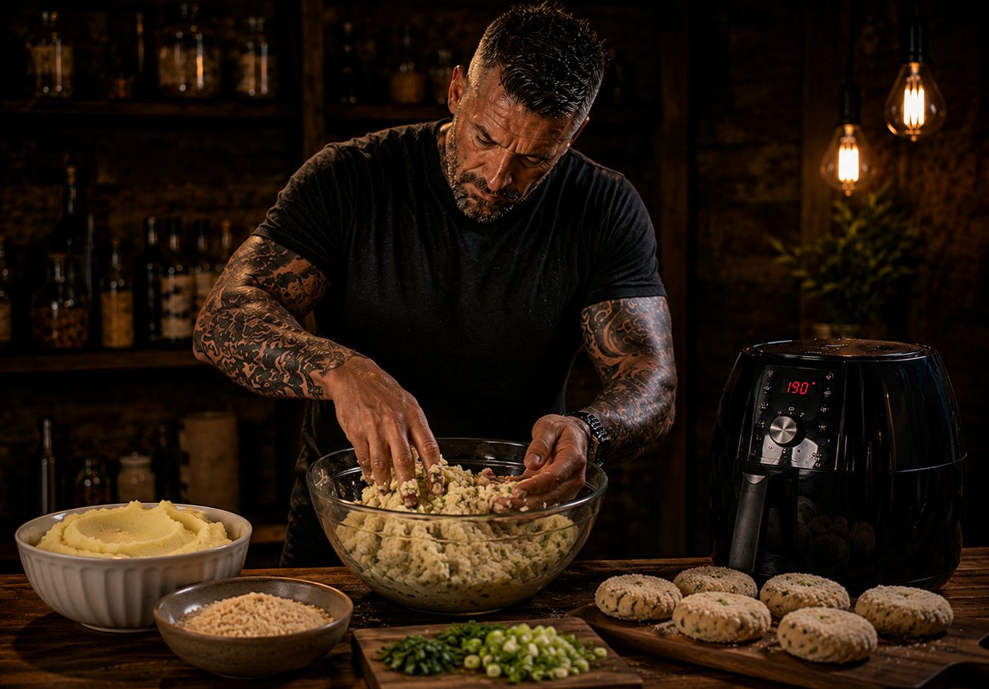 Air-Fryer Smoked Haddock Fishcakes preparation stage