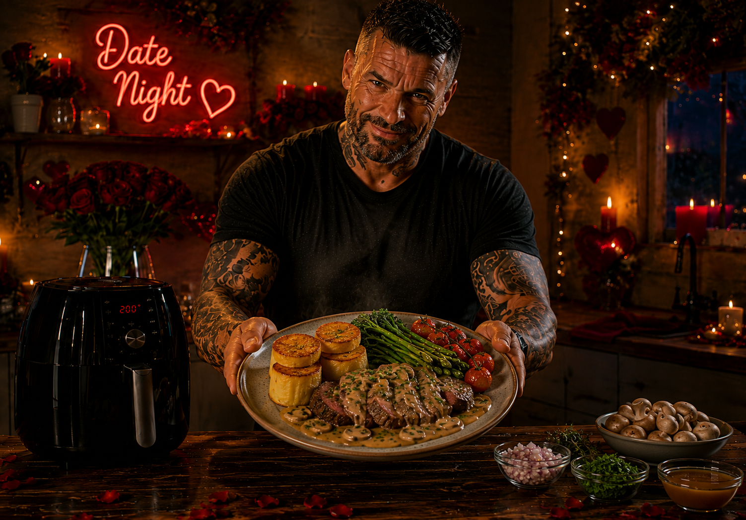 Air-Fryer Steak Diane with Crispy Fondant Potatoes