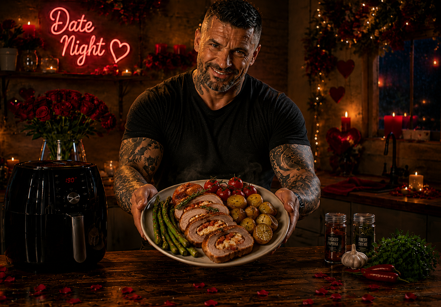 Air-Fryer Stuffed Iberico-Style Pork Chop with Manchego & Chorizo