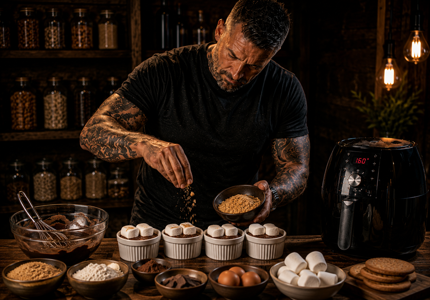 Air-Fryer S’Mores Brownie Pots preparation stage