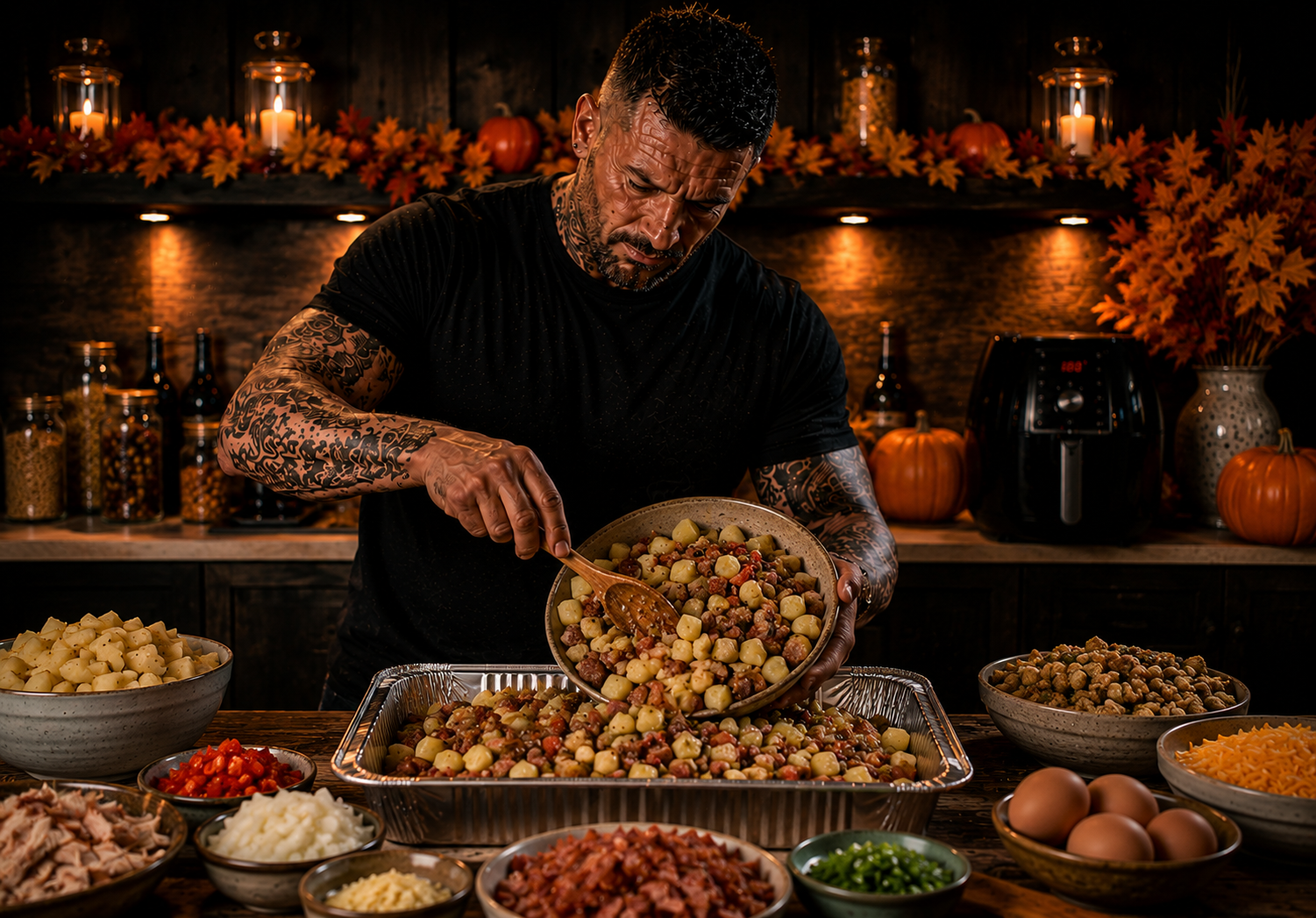 AIR-FRYER THANKSGIVING BREAKFAST HASH BOXES preparation stage