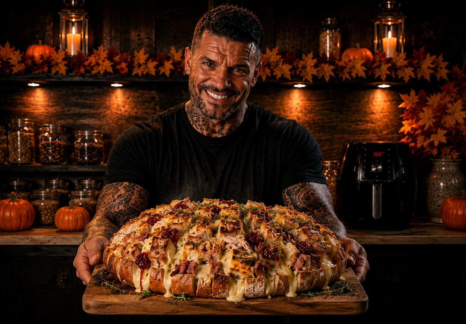 AIR-FRYER THANKSGIVING LOADED GARLIC BREAD