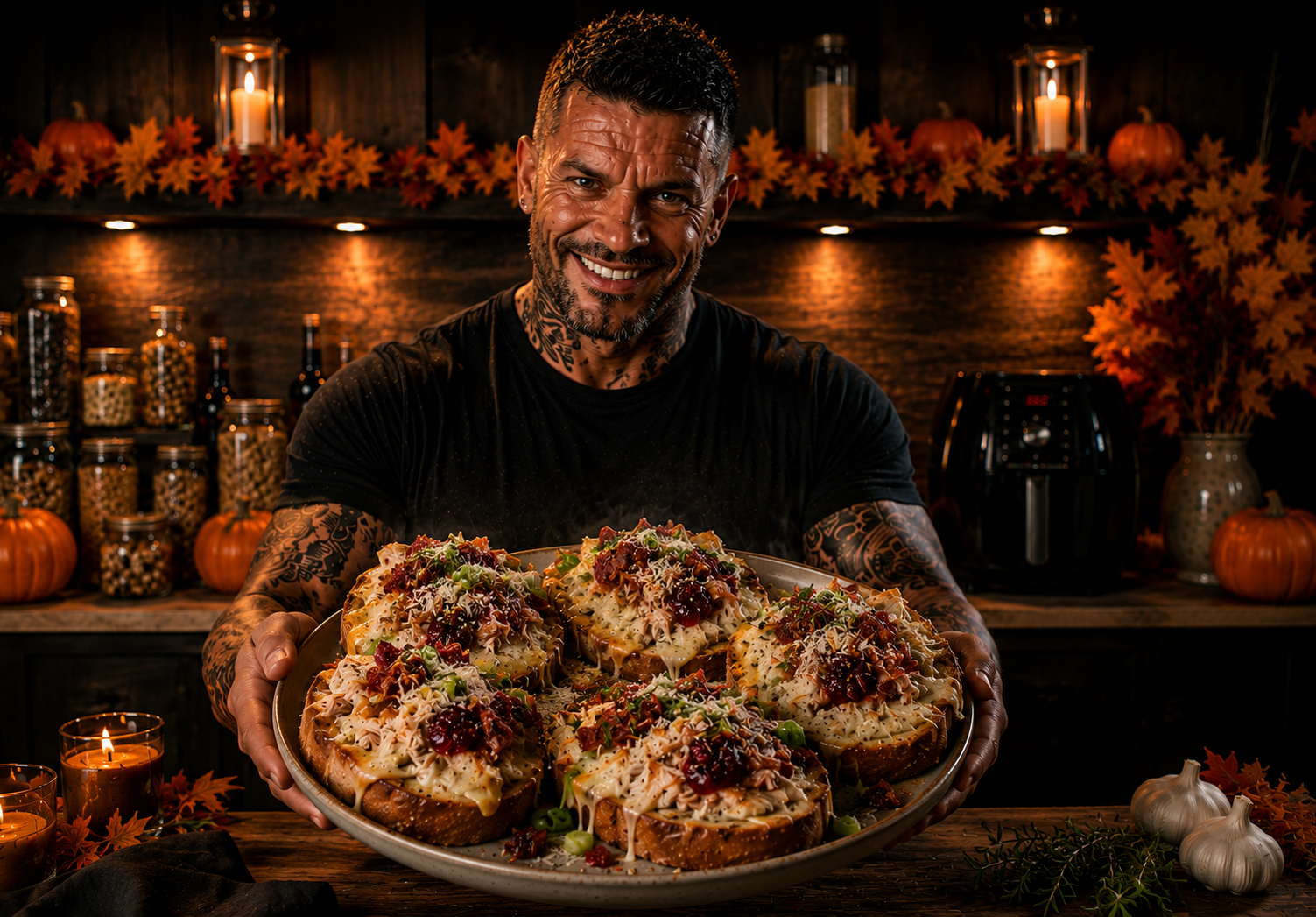 AIR-FRYER THANKSGIVING PIZZA TOASTS