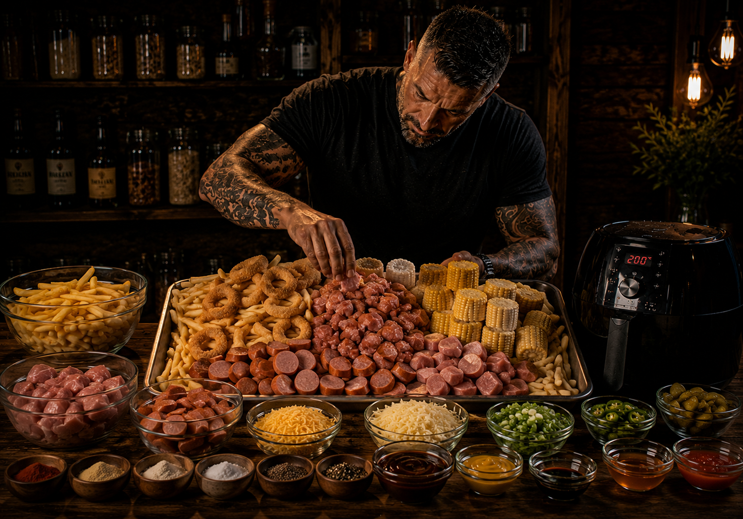 Air Fryer Full Pitmaster Sharing Tray preparation stage