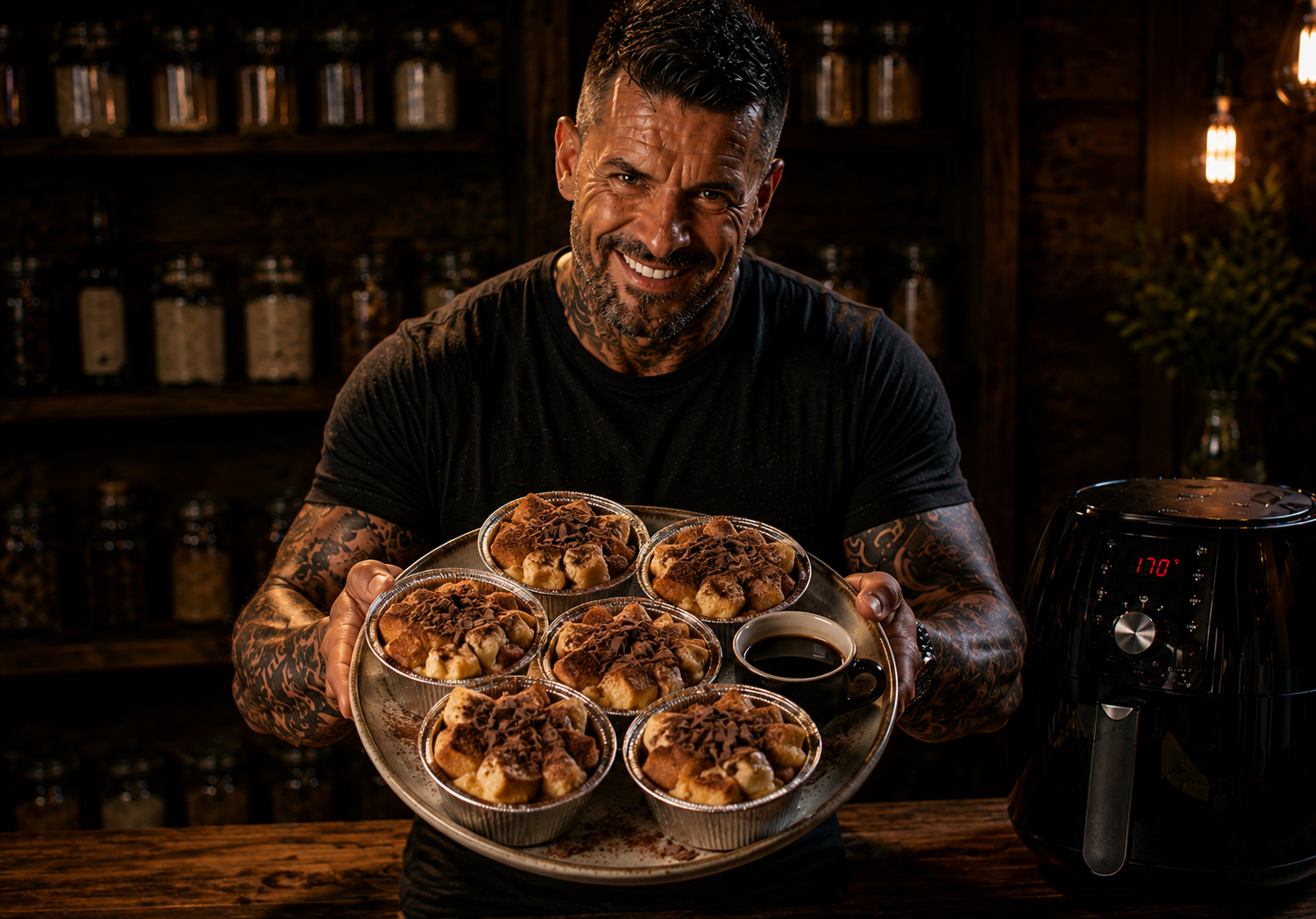 Air-Fryer Tiramisu Bread Pudding Pots