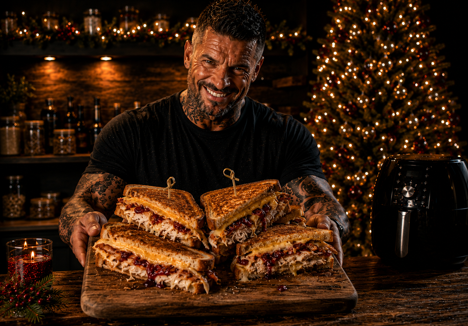 Air-Fryer Turkey Club Christmas Sandwich Melts