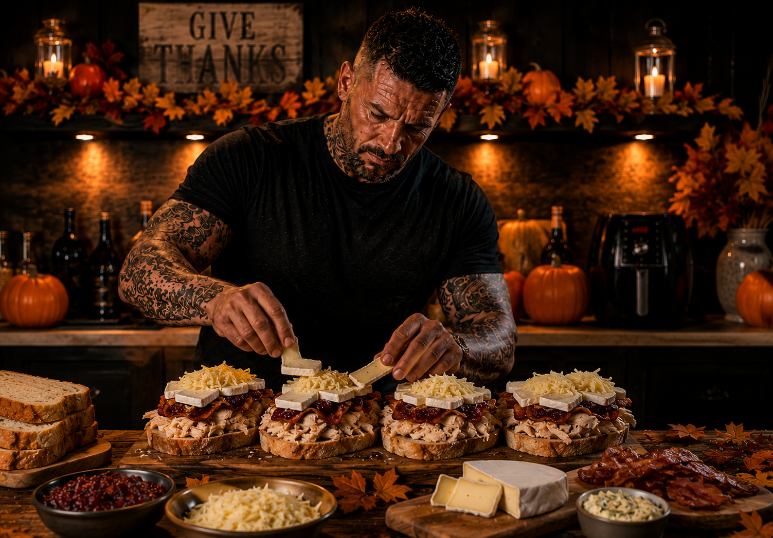 AIR-FRYER TURKEY CRANBERRY MELT SANDWICHES preparation stage