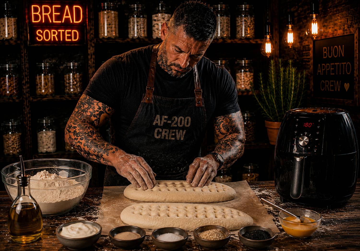 Air-Fryer Turkish Pide Bread preparation stage