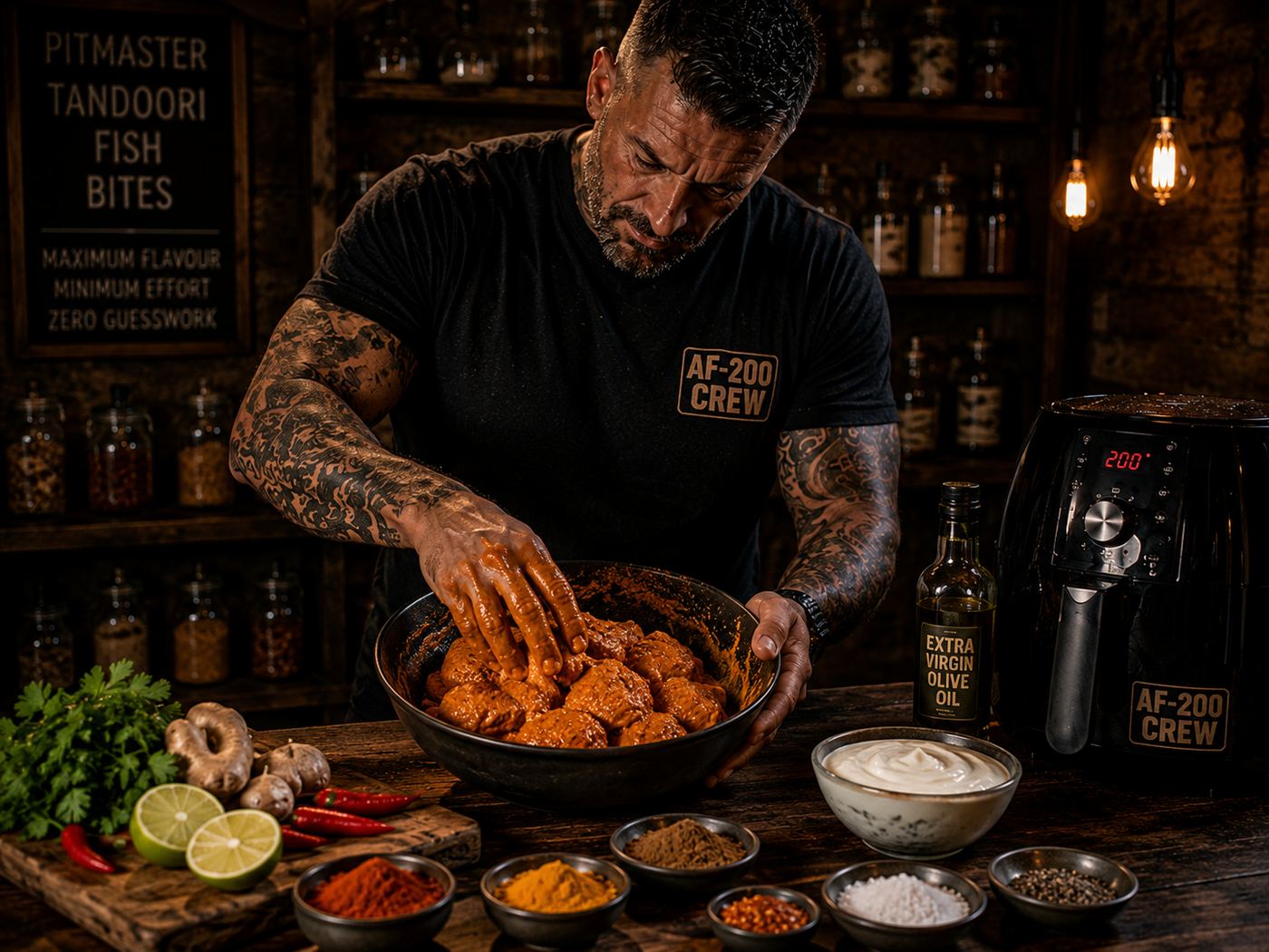 Air-Fryer Tandoori Fish Bites with Lime preparation stage