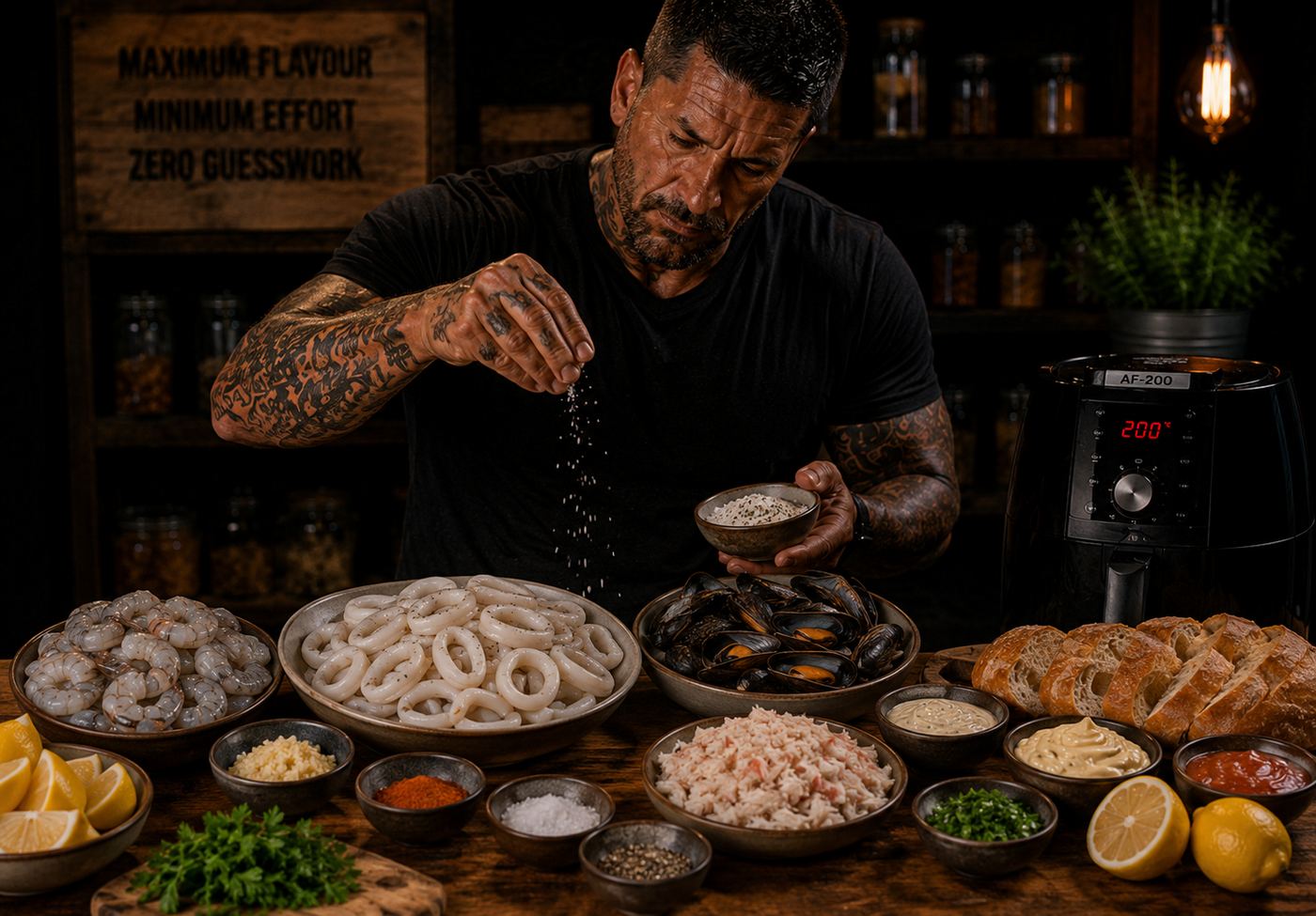 Air-Fryer Ultimate Seafood Sharing Board preparation stage